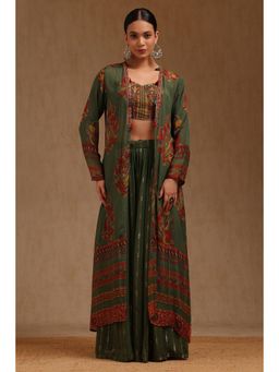Soch - Womens Green Chinon Ethnic Motifs Co-ord Set