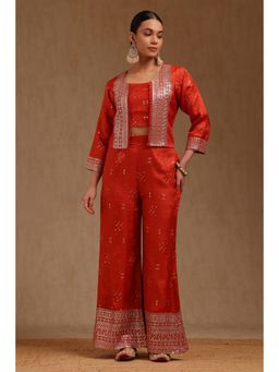 Soch - Womens Orange Brocade Ethnic Motifs Sequins Co-ord Set