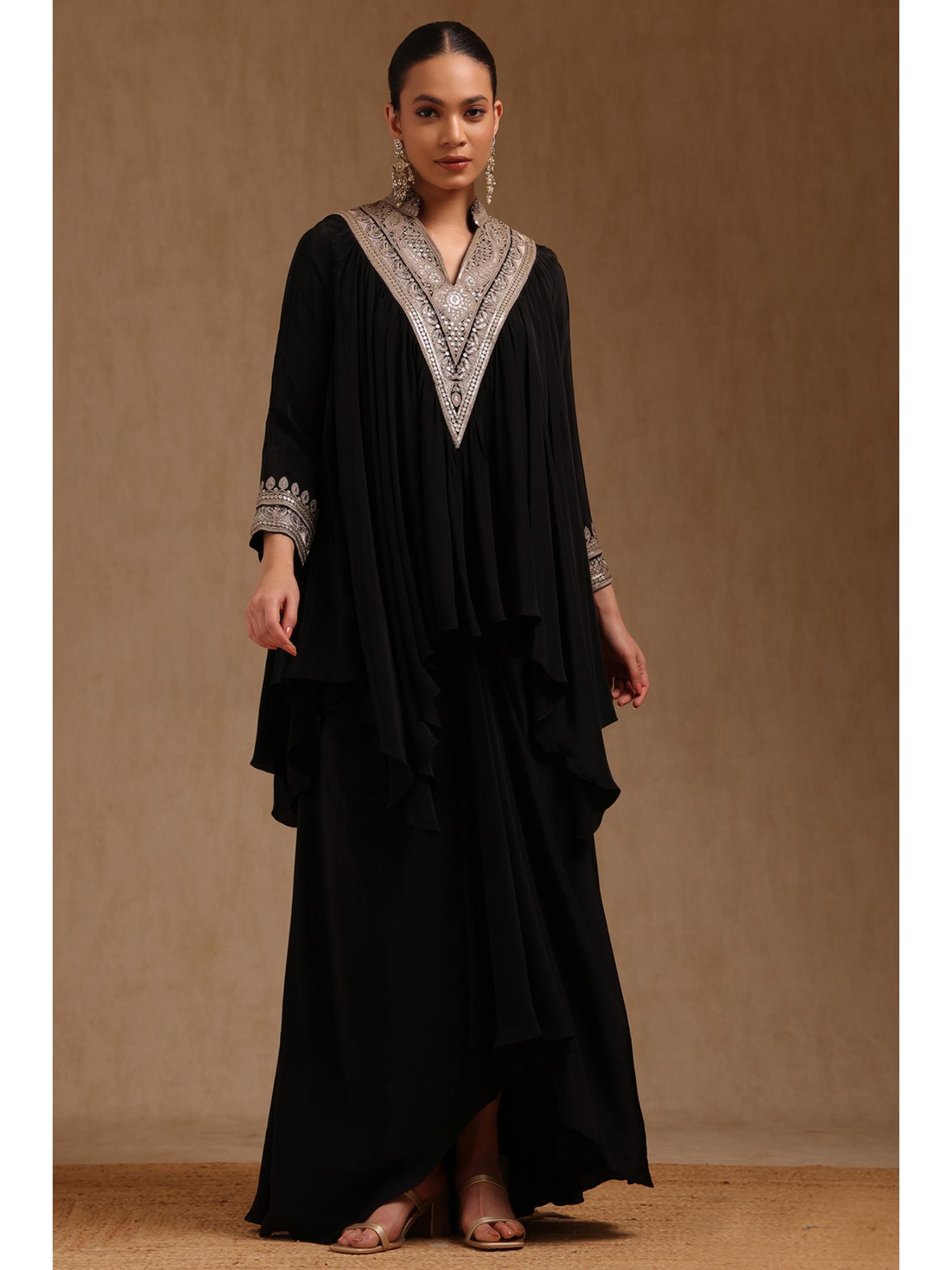 soch Womens Black Crepe Sequins Tunic and Skirt Set-picture-12