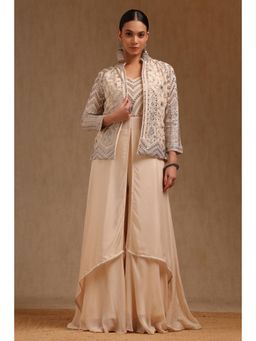 Soch - Womens Cream Chinon Mirror Work Co-ord Set