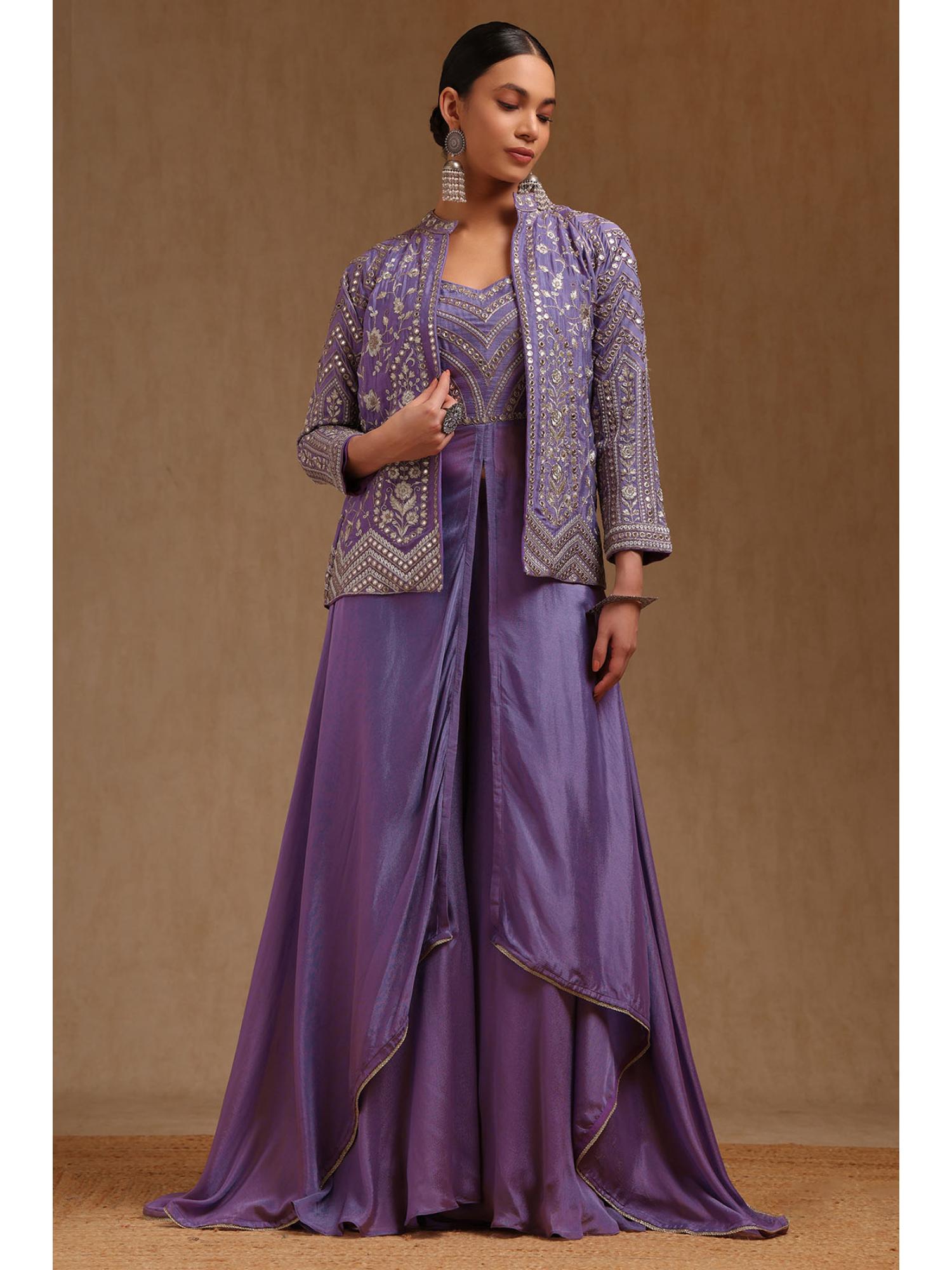 soch Womens Purple Chinon Mirror Work Co-ord Set-picture-16