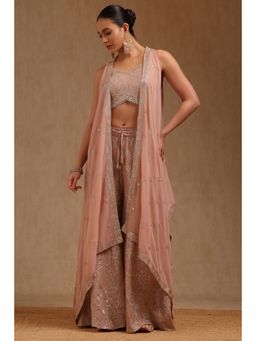 Soch - Womens Blush Pink Georgette Embellished Co-ord Set