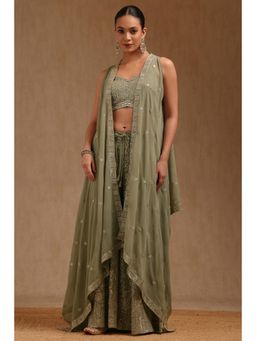 Soch - Womens Sap Green Georgette Embellished Co-ord Set