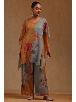 Soch - Womens Chiffon Floral Print Kaftan with Inner Slip and Palazzo Set