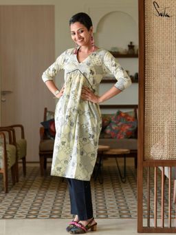 Suta - White and Blue Pure Cotton Kurta with Pant