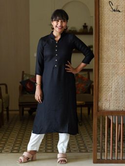 Suta - Black Viscose Kurta with Pant