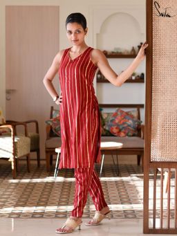 Suta - Maroon Pure Cotton Kurta with Pant