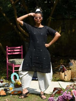 Suta - Black and White Pure Cotton Kurta with Pant