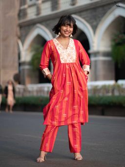 Suta - Orange Pure cotton Kurta with Pant