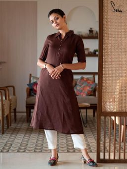 Suta - Brown Viscose Kurta with Pant