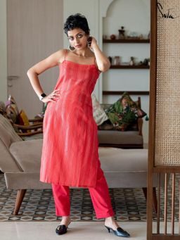 Suta - Red Pure cotton Kurta with Pant
