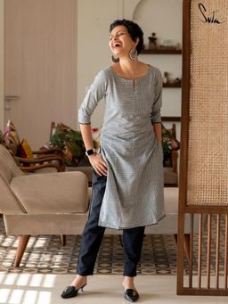 Suta - Black and Grey Pure cotton Kurta with Pant