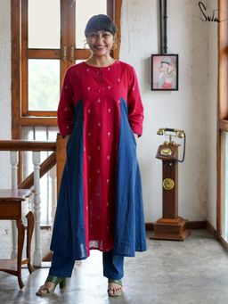 Suta - Blue/Red Pure cotton Kurta with Pant