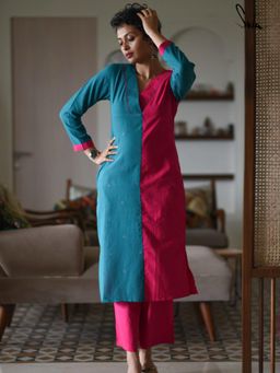 Suta - Pink/Blue Pure cotton Kurta with Pant