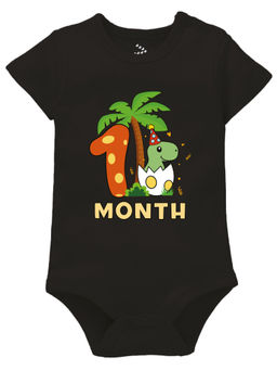 Zeezeezoo - Black Half Sleeves 1 Monthly Birthday Theme Printed Baby Onesie