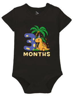 Zeezeezoo - Black Half Sleeves 3 Monthly Birthday Theme Printed Baby Onesie