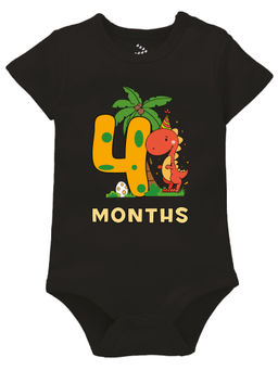 Zeezeezoo - Black Half Sleeves 4 Monthly Birthday Theme Printed Baby Onesie