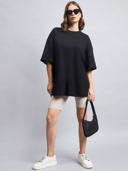 98 Degree North - Black Women Round Neck Oversized T-Shirt