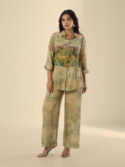 THREE-THREE - Green Atelier Printed Wrap with Co-Ord Set