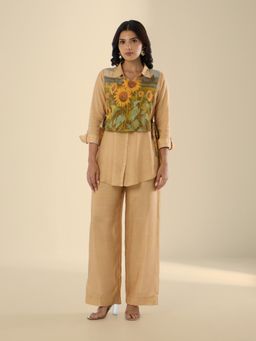 THREE-THREE - Yellow Ensemble Printed Wrap with Co-Ord Set