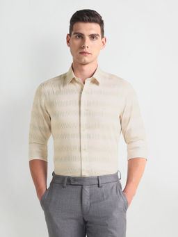 Arrow Newyork - Beige Manhattan Slim Fit Twill Shirt