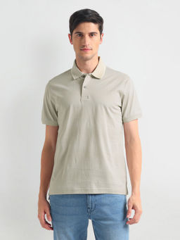 Arrow Newyork - Olive Graphic Print Cotton Polo T-Shirt