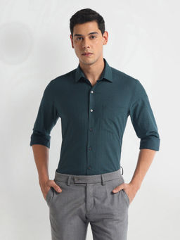 Arrow - Teal Geometric Patterned Twill Shirt