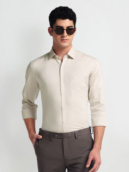 Arrow - Beige Geometric Pattern Manhattan Slim Fit Shirt