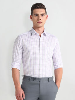 Arrow - Purple Pure Cotton Manhattan Slim Fit Shirt