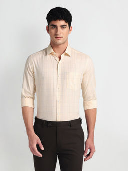 Arrow - Yellow Pure Cotton Manhattan Slim Fit Shirt