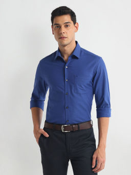 Arrow - Blue Geometric Patterned Dobby Shirt