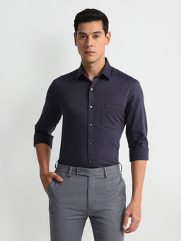 Arrow - Grey Manhattan Slim Fit Herringbone Shirt
