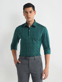 Arrow - Teal Pure Cotton Manhattan Slim Fit Shirt
