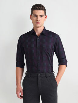 Arrow - Purple Check Cutaway Collar Shirt