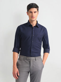 Arrow - Navy Blue Pure Cotton Regular Fit Shirt