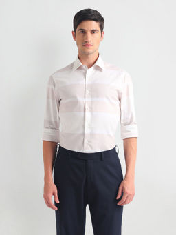 Arrow - Beige Pure Cotton Stripe 1851 Shirt