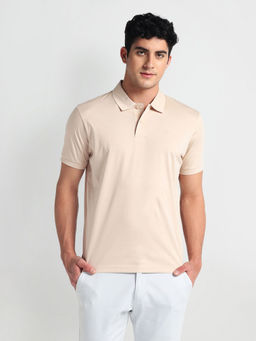Arrow - Beige Regular Fit Cotton Polo T-Shirt