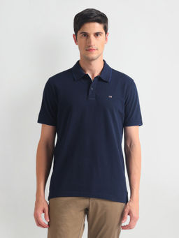 Arrow Sports - Navy Blue Cotton Pique Polo T-Shirt