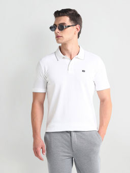Arrow Sports - White Tipped Collar Cotton Polo T-Shirt