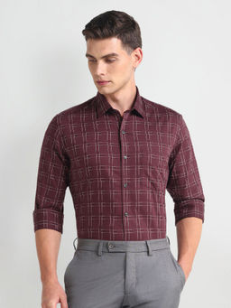 Arrow - Purple Pure Cotton Manhattan Slim Fit Shirt