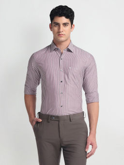 Arrow - Red Vertical Stripe Manhattan Slim Shirt