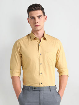 Arrow - Mustard Pure Cotton Manhattan Slim Fit Shirt