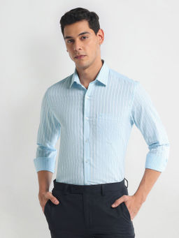 Arrow - Blue Vertical Stripe Pure Cotton Shirt