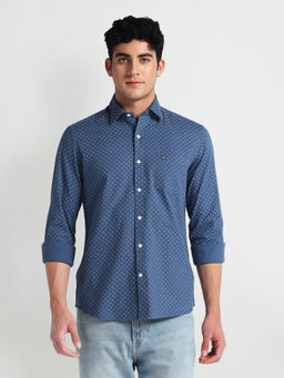 Arrow Sports - Blue Motif Print Slim Shirt