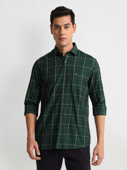 Arrow Sports - Green Slim Fit Tartan Check Shirt