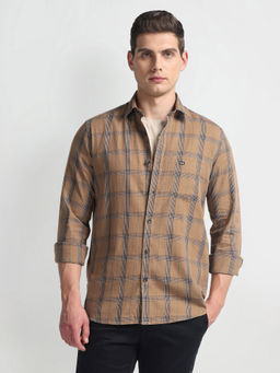 Arrow Sports - Brown Pure Cotton Manhattan Slim Shirt