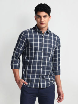 Arrow Sports - Grey Plaid Check Manhattan Slim Fit Shirt
