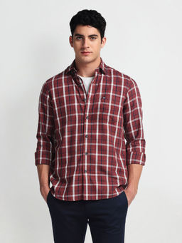 Arrow Sports - Red Tartan Check Manhattan Slim Fit Shirt