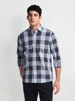 Arrow Sports - Grey Buffalo Check Manhattan Slim Fit Shirt