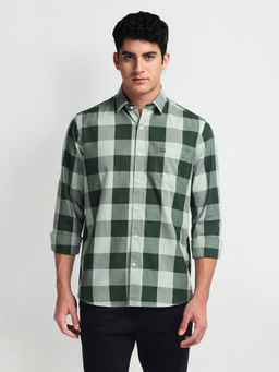 Arrow Sports - Green Buffalo Check Manhattan Slim Fit Shirt
